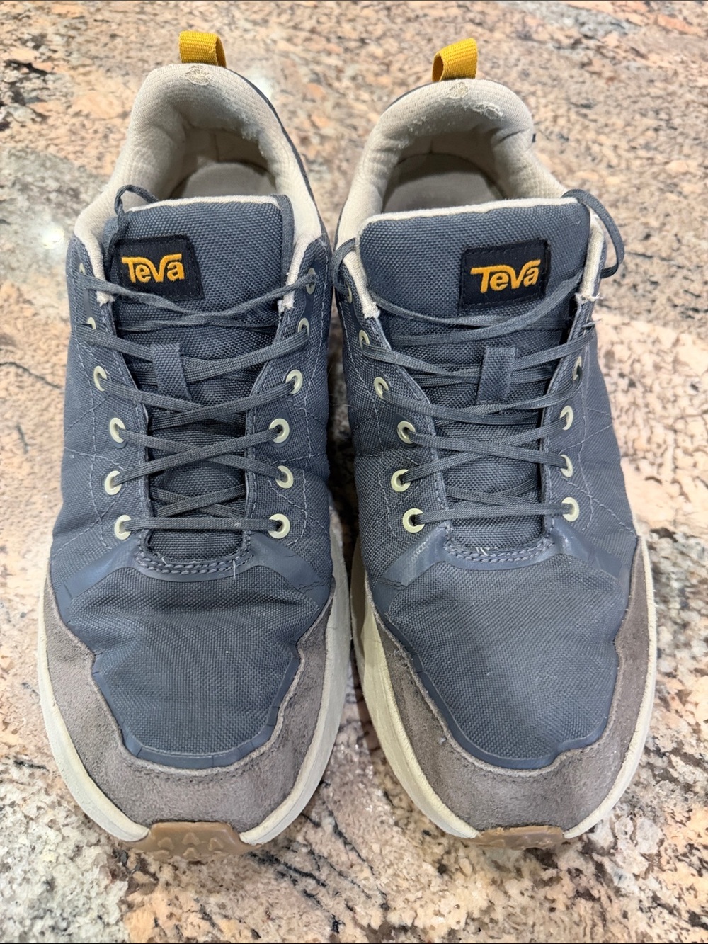 Teva Men's Gray and Yellow Lace-Up Sneakers